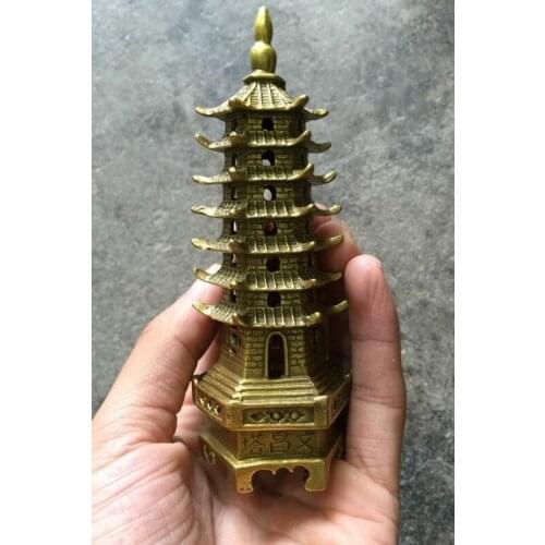 Chinese Collectable Brass Hand Carved Wenchang Tower Statues