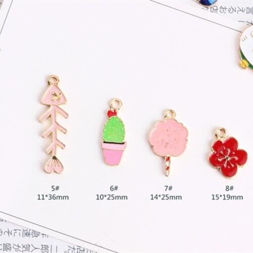 MRHUANG 10pcs/lotF fish Plant Candy Floss Enamel Charms Alloy Pendant fit necklaces bracelets DIY Jewelry Accessories
