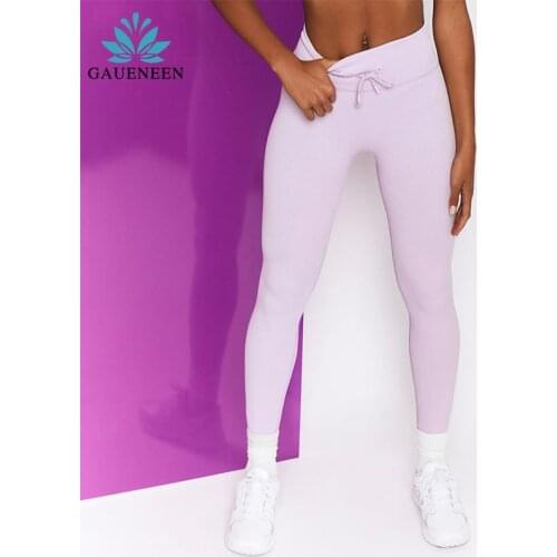 New Threaded Yoga Pants Womens High Waist Drawstring Leggings Sweatpants Gym Pants Workout Push Up Leggings Seamless Tights