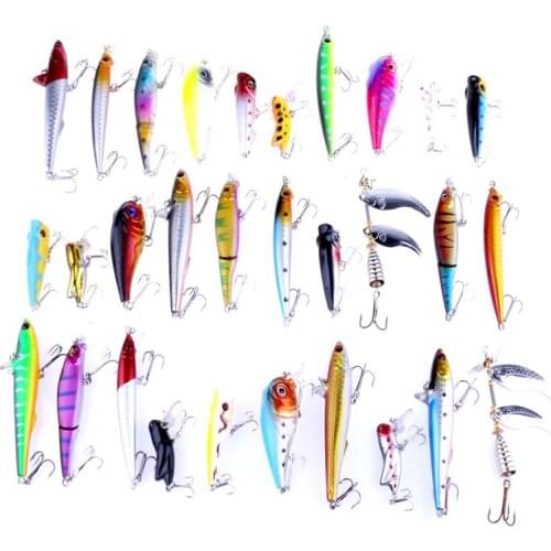 Lot 30pcs Minnow Fishing Lure Pesca Hooks Fish Wobbler Tackle Crankbait Spoon Artificial Japan Hard Bait Swimbait Set