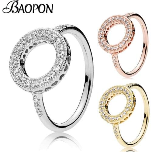 Fashion Rose Gold Ring Forever Clear CZ Circle Round Fine Finger Rings for Women Jewelry Valentines Day Gifts