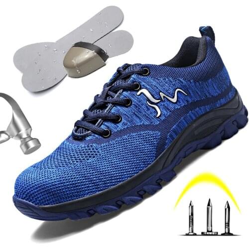 2019 New Mens Running shoe Steel Nose Breathable Summer Safety Shoe Lightweight Anti-Crush Work Perforation Single Mesh Sneaker