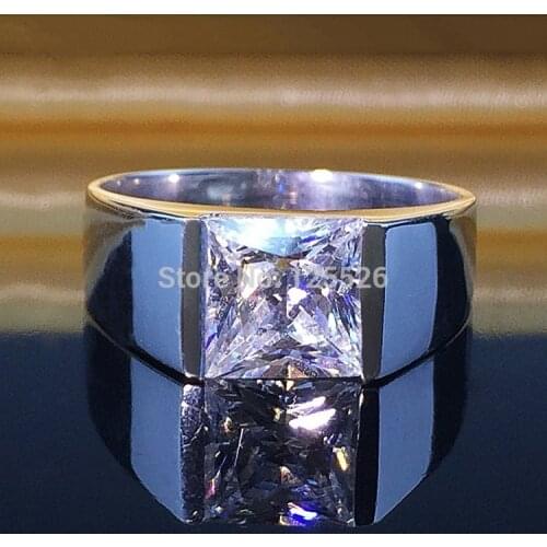 Choucong Men Ring Princess cut 3ct AAAAA Cz stone 925 Sterling Silver Engagement Wedding Rings for men male Size 8-12 Jewelry