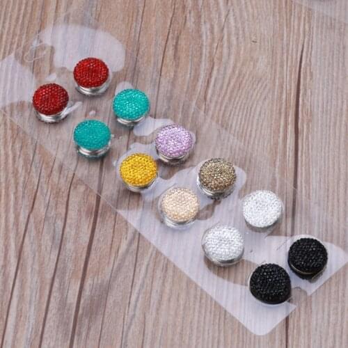 Pack of 12 Muslim Multi-Use Rhinestone Magnetic Scarf Brooch Round Hijab Pins