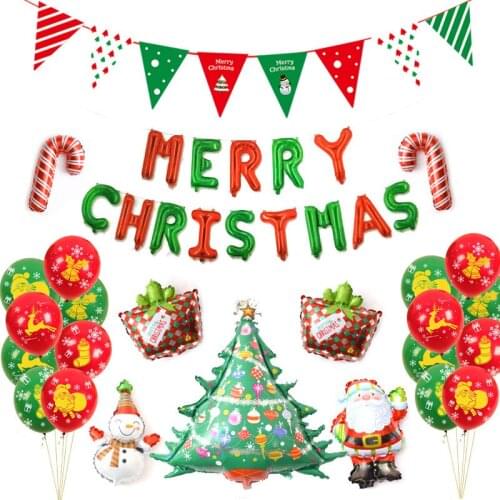 New Year 2019 Favors Christmas Ornaments Decoration for Home Christmas Garland Santa Claus Snowman Foil Balloons Xmas Tree Decor