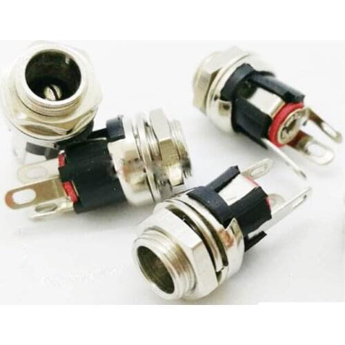 Wholesale 200pcs /lot 12V DC power socket 2.5 x5.5 metal DC socket 2.5 mm DC female socket with nut