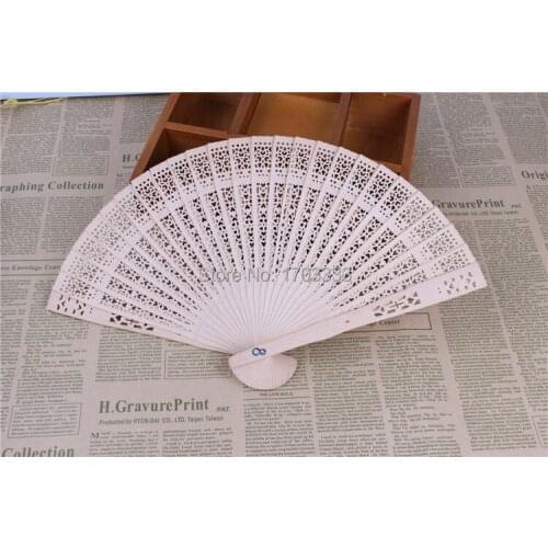 Wholesale Customized Hollow Out Sandalwood Folding Hand Fan Unique Wedding Favors And Gifts For Guests Free Shipping #DHX54