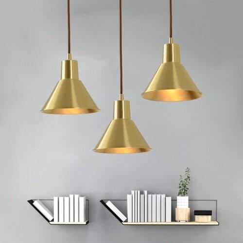 New Gold Metal Pendant Light Hat Fixture Brass Hanging Suspension Light For Living Room Cafe Restaurant Bar Home Lighting H114