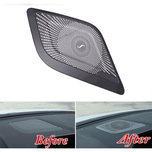 BBQ@FUKA 1pcs Black Titanium Dashboard(audio) Loud Speaker Cover Horns Mesh Fit For 1 Series 2017 Car-Styling Car Accessories