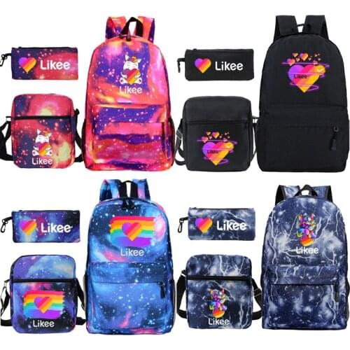 Kawaii LIKEE Backpack Girls Boys School Bag Child Book Rucksack LIKEE 3pcs/set Travel Rucksack Daily Schoolbags Hiking Mochilas