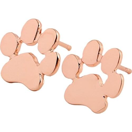 1 Pair Vintage brincos Earring Shellhard Tiny Cute Cat Dog Paw Print Stud Earring Womens Charms Jewelry Fashion Femme Bijoux