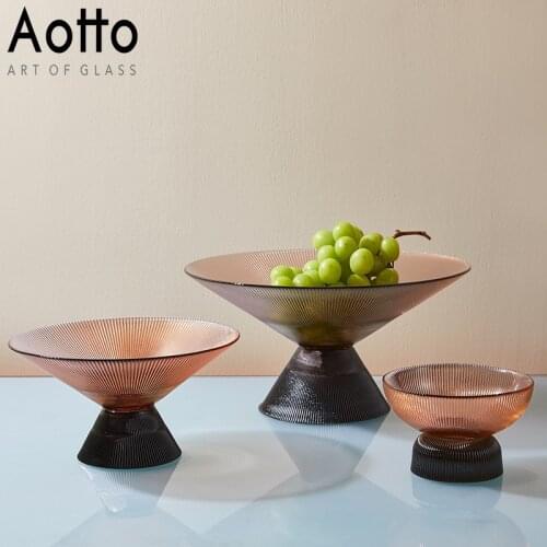 European-Style Crystal Glass Fruit Plate Living Room Home Coffee Table Snack Creative Goblet Color Crystal Goblet Glass Fruit