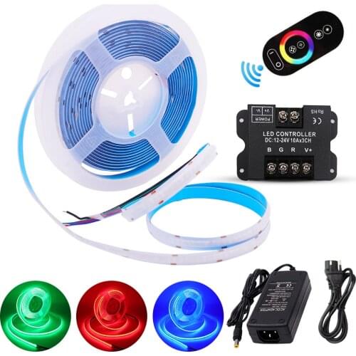 RGB COB LED Strip Light 756 768 LEDs High Density Flexible FOB COB Led Lights 5M 12V 24V Remote Control Led Tape Linear Dimmable