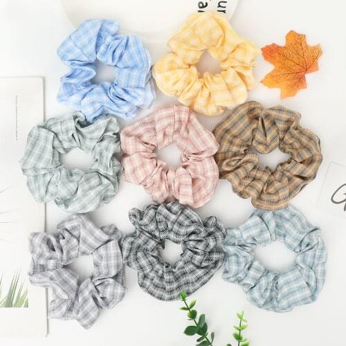 Plaid Hair Scrunchies Women Elastic Hair Bands Stretchy Scrunchie Girls Headwear Loop Ponytail Holder Printed Hair Accessories