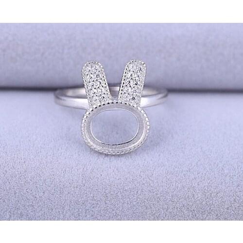 925 Sterling Silver Women Engagement Wedding Ring 8x10mm Oval Cabochon Semi Mount Ring for Amber Opal Setting Wholesale