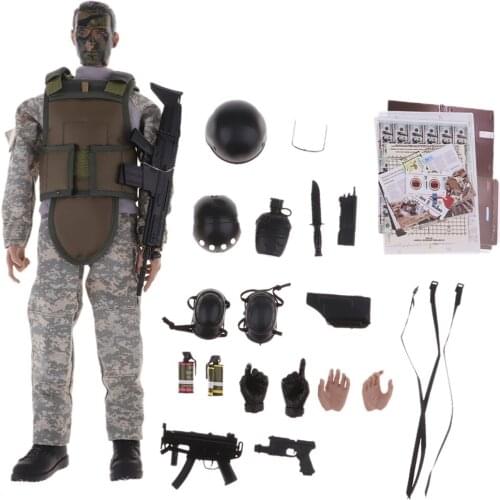 1/6 Scale Collectible Army Special Forces Soldier Combat SWAT 12'' Police Action Figures with Accessories NB02A Display Model