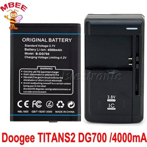 1LOT=1PC Universal Dock Charger +1PC Doogee TITANS2 DG700 Battery Original 4000mAh Li-ion B-DG700 Batterie Bateria