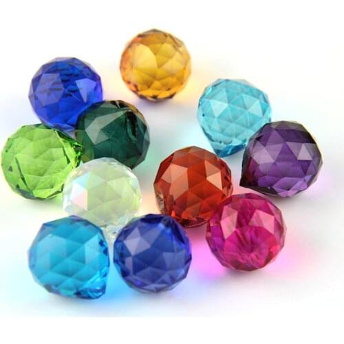 10pcs/lot 15mm Mixed Color Feng Shui X-mas Crystal Ball Crystal Prism Pendant Prism Ball For Parts