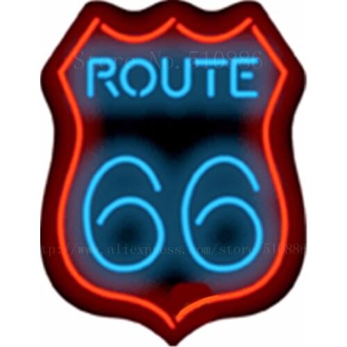 19*15" Route 66 NEON SIGN REAL GLASS BEER BAR PUB LIGHT SIGNS store display Packing occasional business Bulbs Advertising Lights