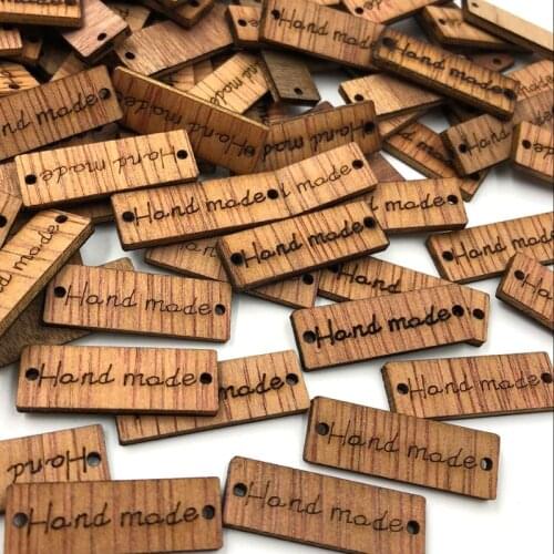 25/50/100pcs 29MM "Handmade" Wood Buttons 2Holes Sewing Crafts Accessories WB506