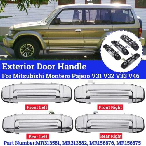 4x/1x Chrome Car Outer Exterior Door Handles For Mitsubishi Montero Pajero V31 V32 V33 V46 1992 1993 1994 1995 1996 1997-2000