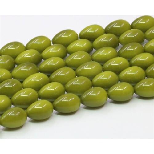 5x7mm 7x9mm 9x13mm Olive Green Artificial Shell Imitation Pearl Beads Water Drop Shape DIY Jewelry Making for Women15inch Y728