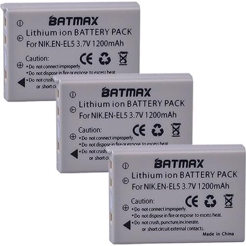 Batmax EN-EL5 EN EL5 ENEL5 3PCS Rechargeable Battery for NIKON Coolpix P530 P520 P510 P100 P500 P5100 P5000 P6000 P90 P80 Camera