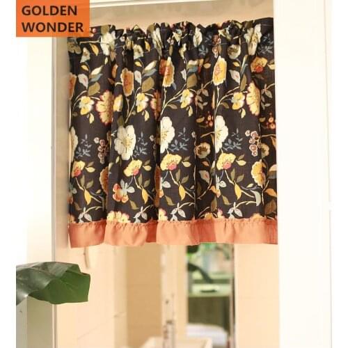 American style Retro Cotton Curtain Half Door Cabinet Basin Decorative Short Ready Made Chinese Curtain
