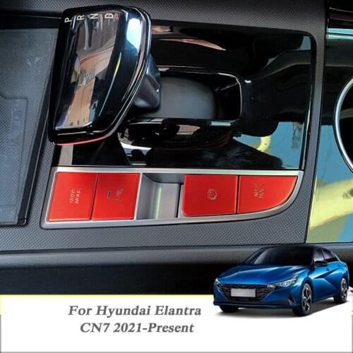 Car Styling Interior Mouldings Electronic Handbrake Sequin For Hyundai Elantra CN7 2021-Present Multimedia Button Hollow Sequins
