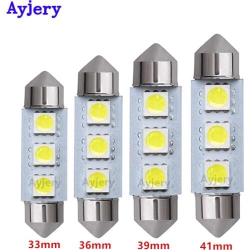AYJERY 500X 12V C5W Festoon 5050 3 SMD 3 LED 36mm 39mm 41mm Car Auto Interior side marker Dome Lamp White License Plate Light
