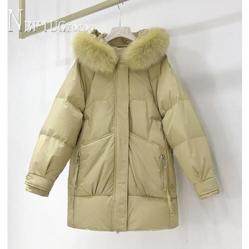 Beige Light Yellow Light Green Black Colors Women Parkas M-2XL Faux Fur Collar Female Outwear