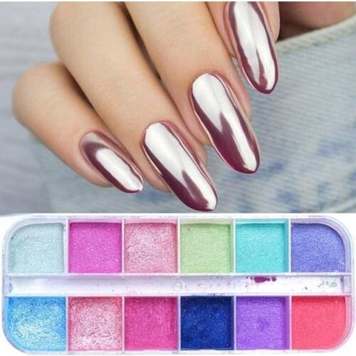 12Pcs/Box Super-fine Glitter Nail Powder DIY Shimmers Pigment Manicure Art Decor 2020 HOT SALES