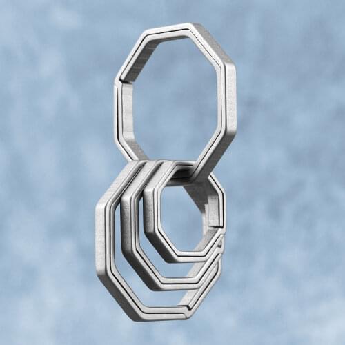 Real Titanium Alloy Key Rings Keychains Square Octagon Pendant Buckle Man Car Keychain for Male Creativity Gift Wholesale