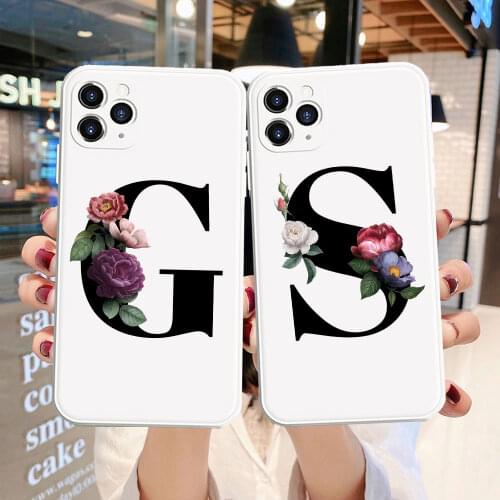 Custom Name Letter Monogram white Silicone Phone Case For Iphone 12 Pro Max 11 PRO X XS MAX 6 8 7 PLUS XR SE 2020 Shell TPU Case
