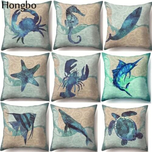 Hongbo Sea Marine life Cushion Cover Cushion Cover Sofa Car Chair Seat Throw Pillowcase Decorative Pillows Aquarium