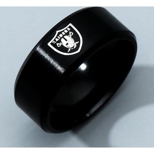 MOREDEAR 8mm Black Titanium Raiders Ring For Men and Women