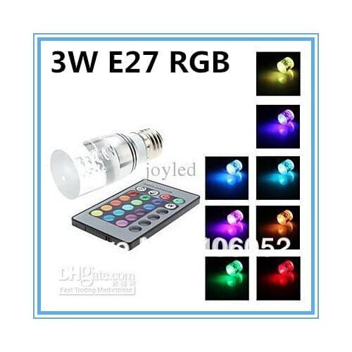 Energy saving+Remote Control 16 Colors Changing RGB LED Lamp 3W E27 RGB LED Bulb 85-265V RGB light 2PCS/lot