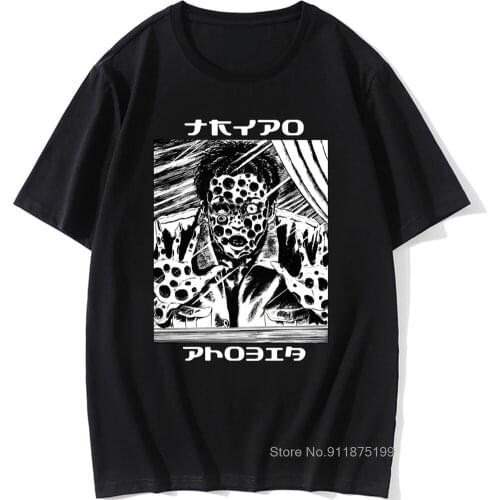 Men Japan Japanese Anime Manga Horror Men T Shirts Junji Ito 100% Cotton Tees Funny Short Sleeve Tees Graphic Vintage T-Shirt