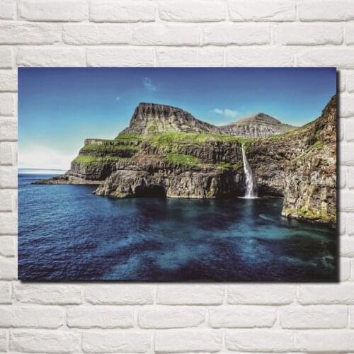Hawaii sea islands mountain waterfall nature landscape posters on the wall picture home living room decoration for bedroom KE702