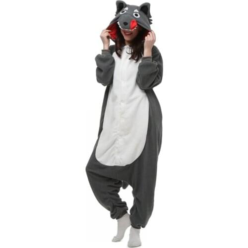Halloween Christmas Party Costume Cute Grey Wolf Big Wolf Onesie Pajamas Costume Performance Show One-piece Sleepwear Pajama