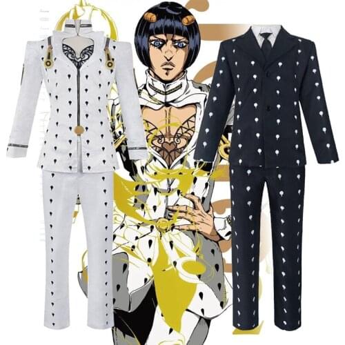 Bruno Bucciarati Cosplay Cosplay Golden Wind Cosplay Costume man JoJo’s Bizarre Adventure Black White Suits Uniform Zentai wigs