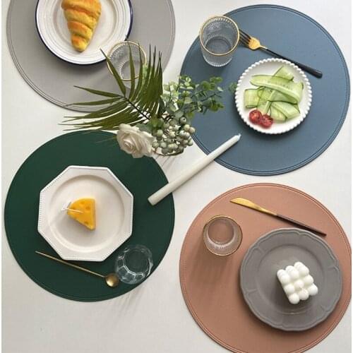 Nordic Leather Placemats Tableware Pad Heat Insulation Table Mat Non-Slip Waterproof Oilproof PU Leather Bowl Coaster Kitchen