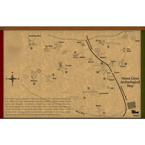 Nazca Line Peru Map Art Film Print Silk Poster Home Wall Decor 24x36inch