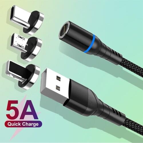 5A Magnetic Charger Cable Micro USB Type C Fast Charging Smart Phone Charge Sync Date Wire For iPhone 12 11 Xiaomi 11 Huawei P40