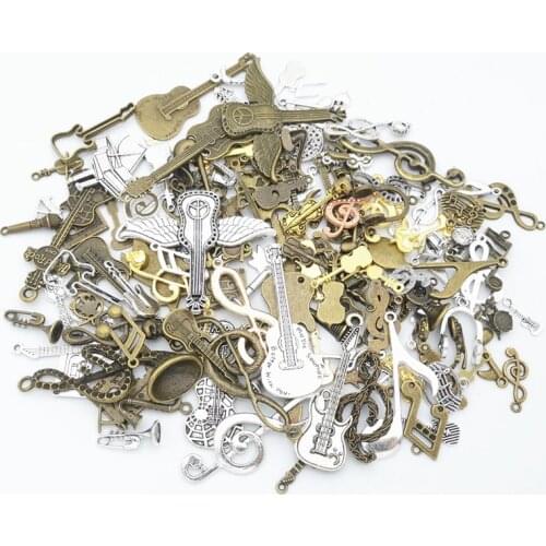Hot sale metal Music mixed charm pendant antique bronze bracelet necklace handmade jewelry making wholesale DIY accessories