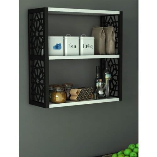 Multi-Purpose Wall Rack Three Compartment Black Bathroom Bookshelf Kitchen