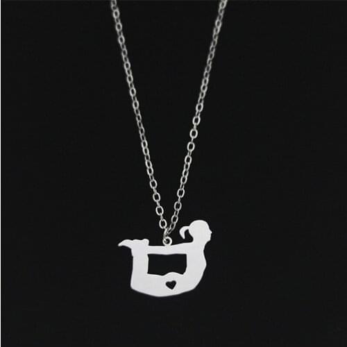 Trendy Yogasanas Necklace Stainless Steel Yoga Heart Pendant Necklace Women Fashion Sport Jewellery Gift