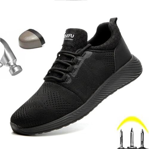 Men Shoes Casual Safety Shoes Man Breathable Ankle Boots 2021 Men Sneakers Work Shoe Safety Sneakers Steel Toe Summer Sport Shoe