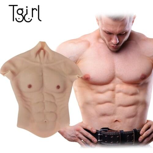 Cosplay Fake Muscle Chest Belly Macho Soft Silicone Man Artificial Simulation Muscles For Crossdresser Dragqueen Transgender