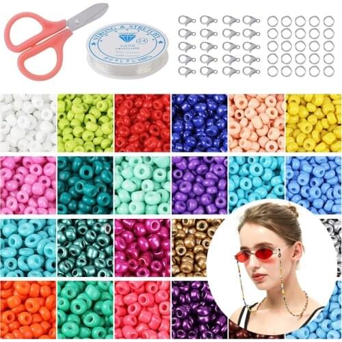 1Box 2mm/3mm/4mm Jewelry Beads Set Glass Seed Beads Acrylic Letter Beads Fit DIY Jewelry Making Bracelet Necklace Accessories
